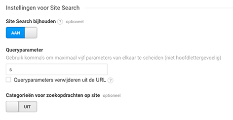 Site Search instellen in Analytics