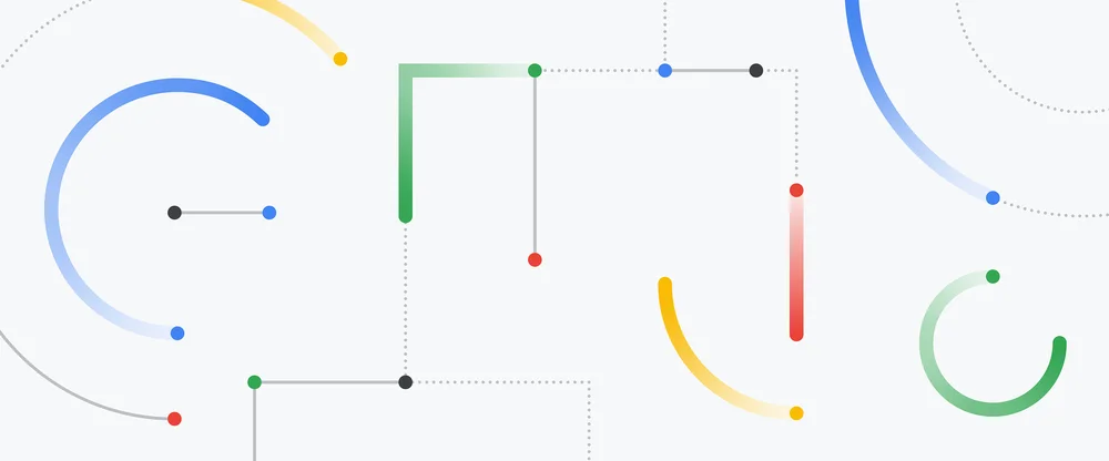 Strepen met rode, gele, groene en blauwe kleuren van het Google Bard logo.